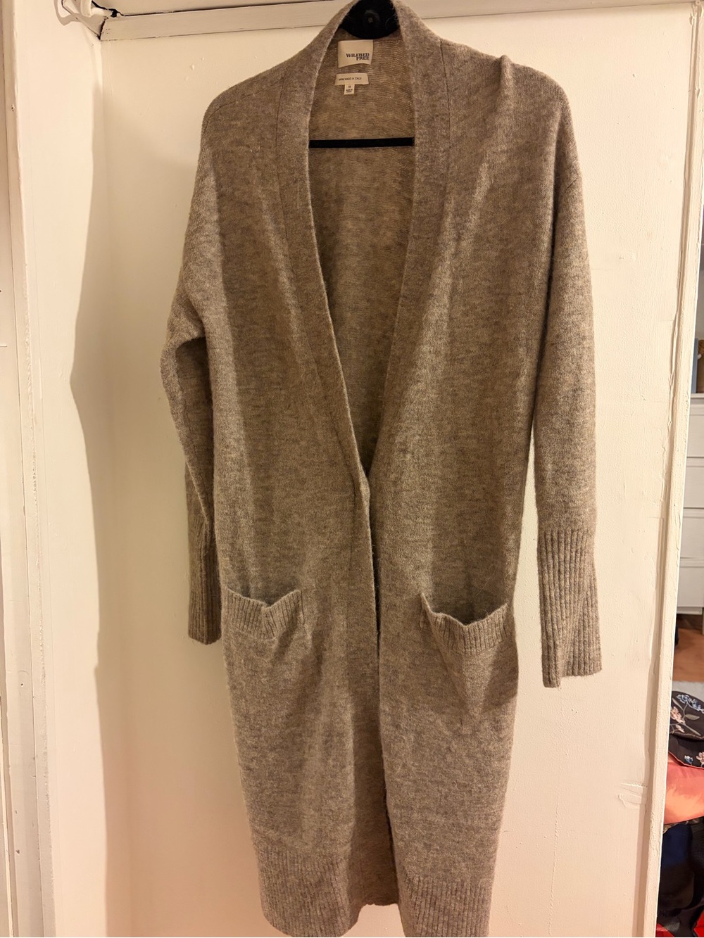 Wilfred Long Open-Front Cardigan Sweater - Taupe